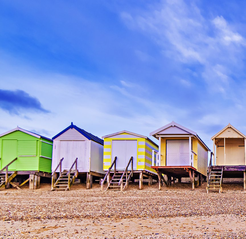 Photo of beach huts in Southend-on-Sea Borough Council where Construction IT delivered a track and trace CMS